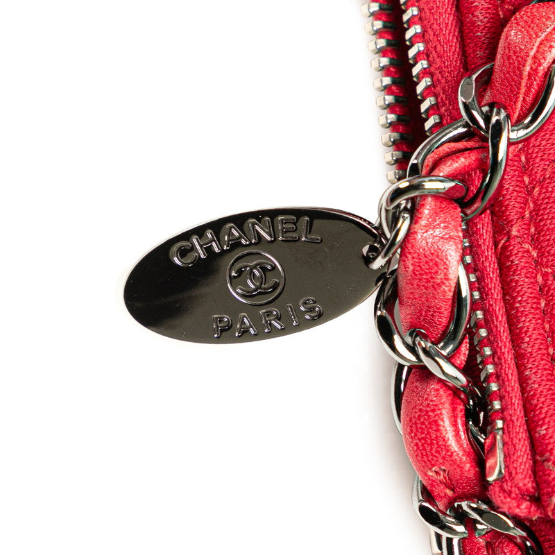 シャネル マトラッセ ココマーク ショルダーバッグ レッド コットン レディース CHANEL 【中古】