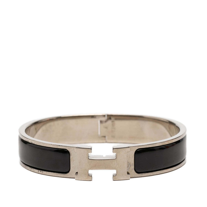 エルメス クリックH PM エナメルブレスレット シルバー ブラック メタル レディース HERMES 【中古】