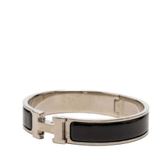 エルメス クリックH PM エナメルブレスレット シルバー ブラック メタル レディース HERMES 【中古】