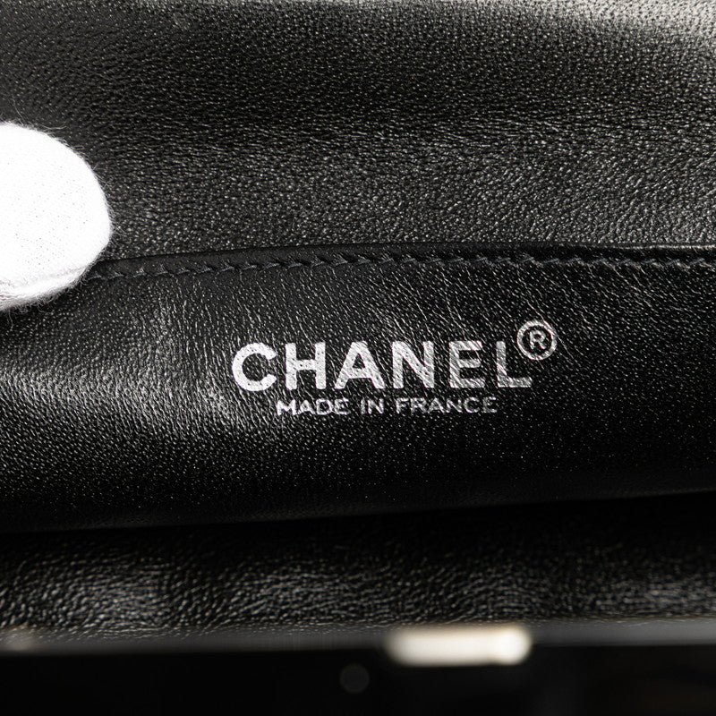 シャネル チョコバー ココマーク がま口 ハンドバッグ ベージュ ブラック ラムスキン レディース CHANEL 【中古】