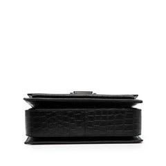 サンローラン ベルシャス クロコ型押し ハンドバッグ ショルダーバッグ 2WAY 482051 ブラック レザー レディース SAINT LAURENT 【中古】