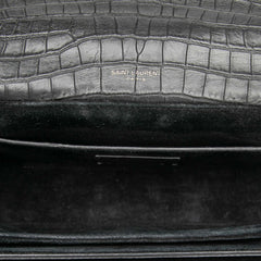 サンローラン ベルシャス クロコ型押し ハンドバッグ ショルダーバッグ 2WAY 482051 ブラック レザー レディース SAINT LAURENT 【中古】