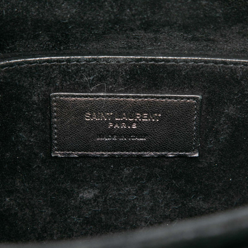 サンローラン ベルシャス クロコ型押し ハンドバッグ ショルダーバッグ 2WAY 482051 ブラック レザー レディース SAINT LAURENT 【中古】