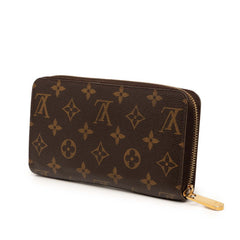 ルイ ヴィトン モノグラム ジッピーウォレット ラウンドファスナー 長財布 M60017 ブラウン PVC レディース LOUIS VUITTON 【中古】