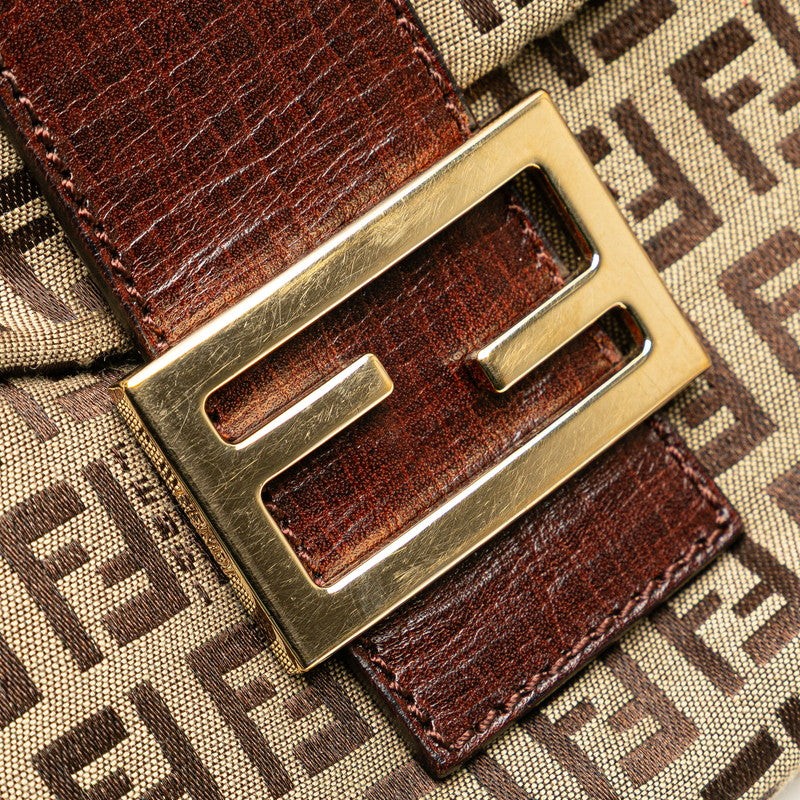 フェンディ ズッキーノ 斜め掛け ショルダーバッグ 8BT075 ブラウン キャンバス レザー レディース FENDI 【中古】