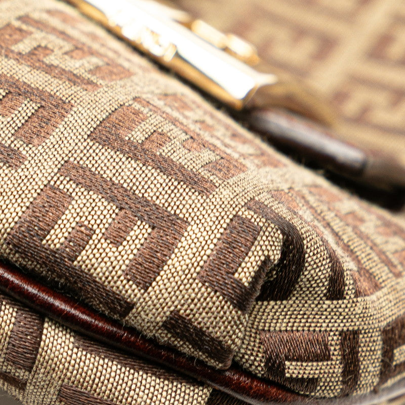 フェンディ ズッキーノ 斜め掛け ショルダーバッグ 8BT075 ブラウン キャンバス レザー レディース FENDI 【中古】