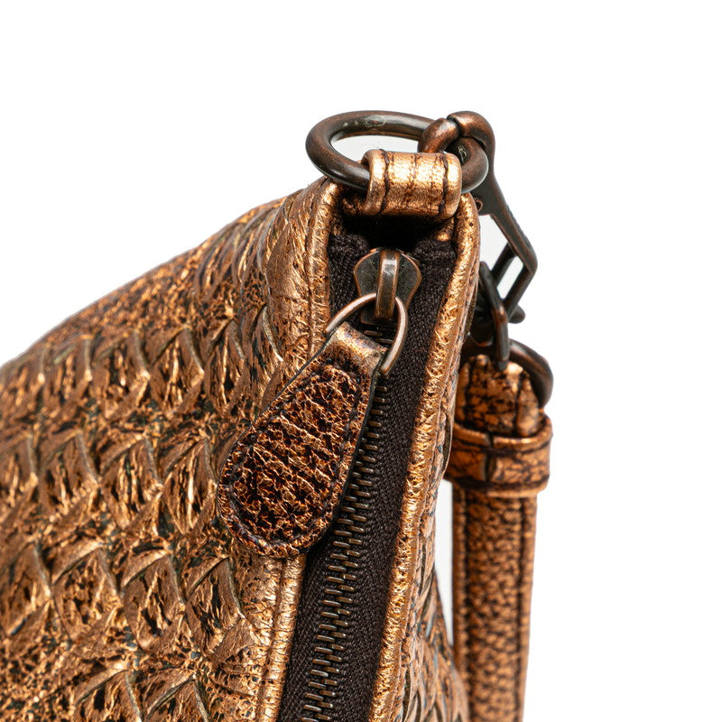 ボッテガヴェネタ イントレチャート ショルダーバッグ ブラウン レザー レディース BOTTEGAVENETA 【中古】
