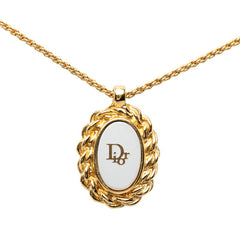 ディオール オーバル ロゴプレート チェーン ペンダント ネックレス ゴールド メッキ レディース Dior 中古