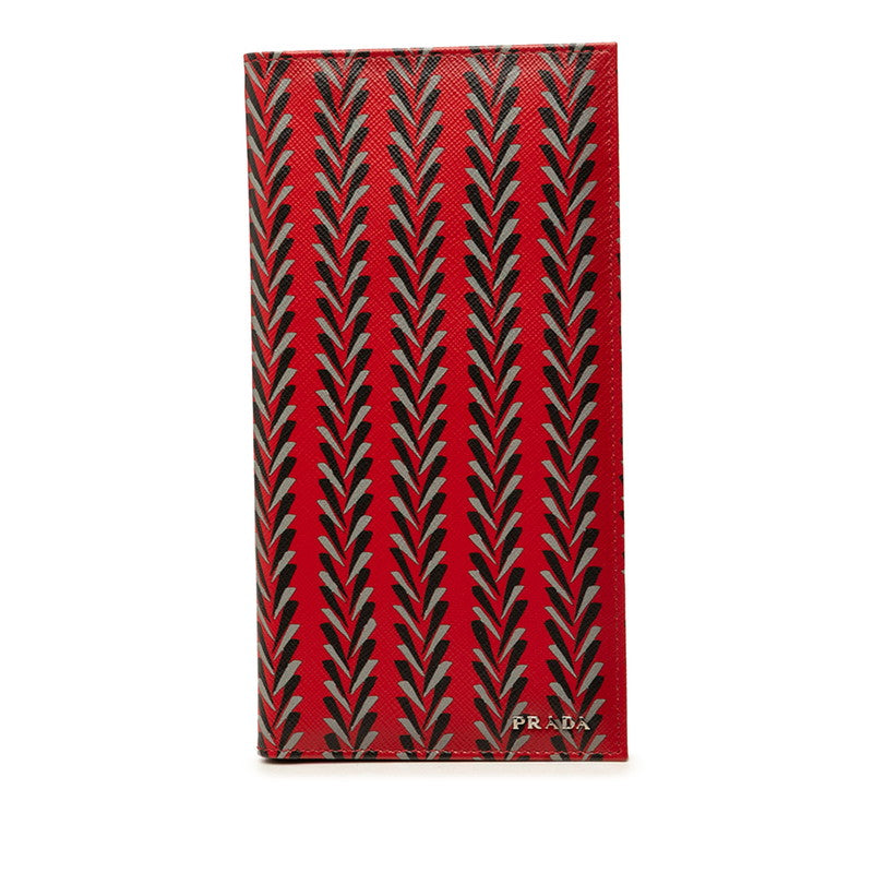 プラダ 長財布 札入れ レッド ブラック グレー サフィアーノレザー レディース PRADA 中古