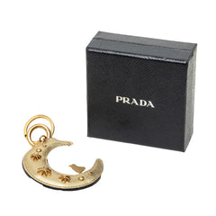 プラダ ムーン 三日月 モチーフ バッグチャーム キーホルダー ゴールド メッキ サフィアーノレザー レディース PRADA 中古