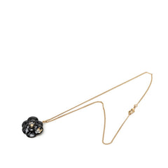 シャネル カメリア ココマーク ネックレス ブラック ゴールド メッキ レディース CHANEL 中古
