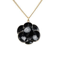 シャネル カメリア ココマーク ネックレス ブラック ゴールド メッキ レディース CHANEL 中古