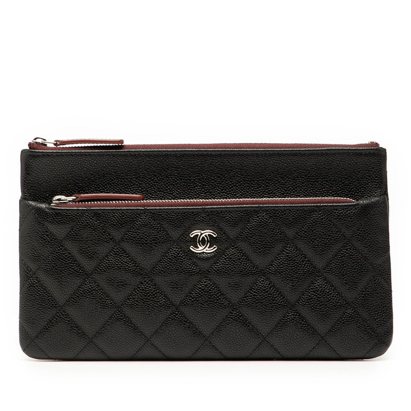 シャネル マトラッセ クラッチバッグ ブラック ワインレッド キャビアスキン レディース CHANEL 【中古】