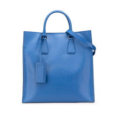 プラダ 三角ロゴプレート トートバッグ ショルダーバッグ 2WAY VA1016 ブルー レザー レディース PRADA 【中古】