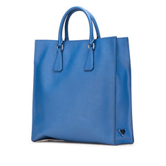 プラダ 三角ロゴプレート トートバッグ ショルダーバッグ 2WAY VA1016 ブルー レザー レディース PRADA 【中古】