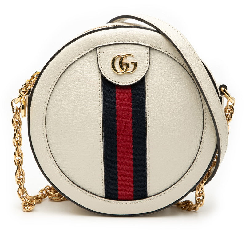 グッチ オフィディア 斜め掛け チェーン ショルダーバッグ 550618 ホワイト レザー レディース GUCCI 【中古】