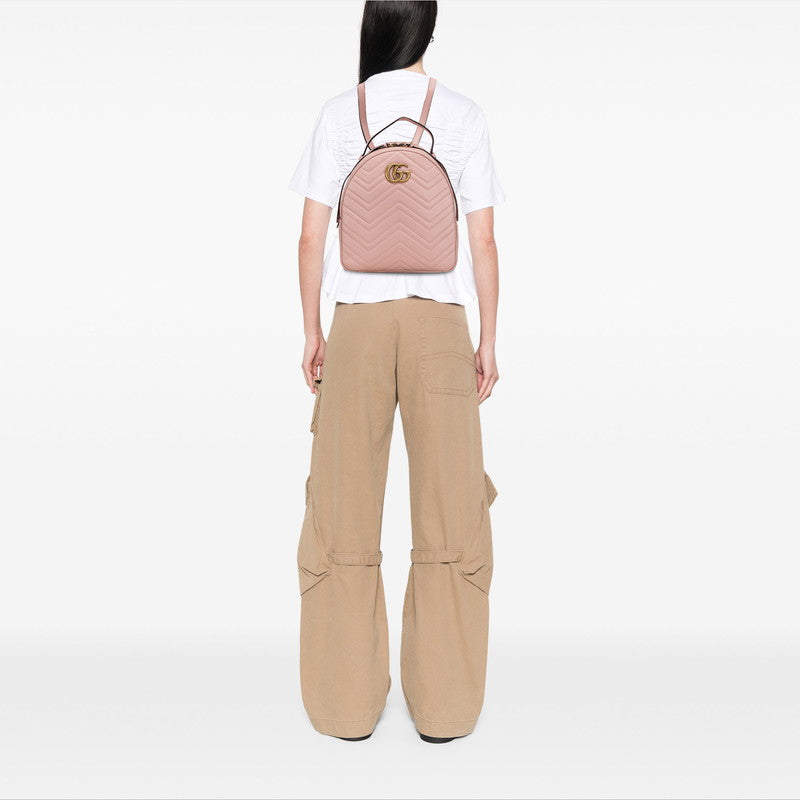 グッチ GGマーモント リュック バックパック 476671 ピンク レザー レディース GUCCI 【中古】