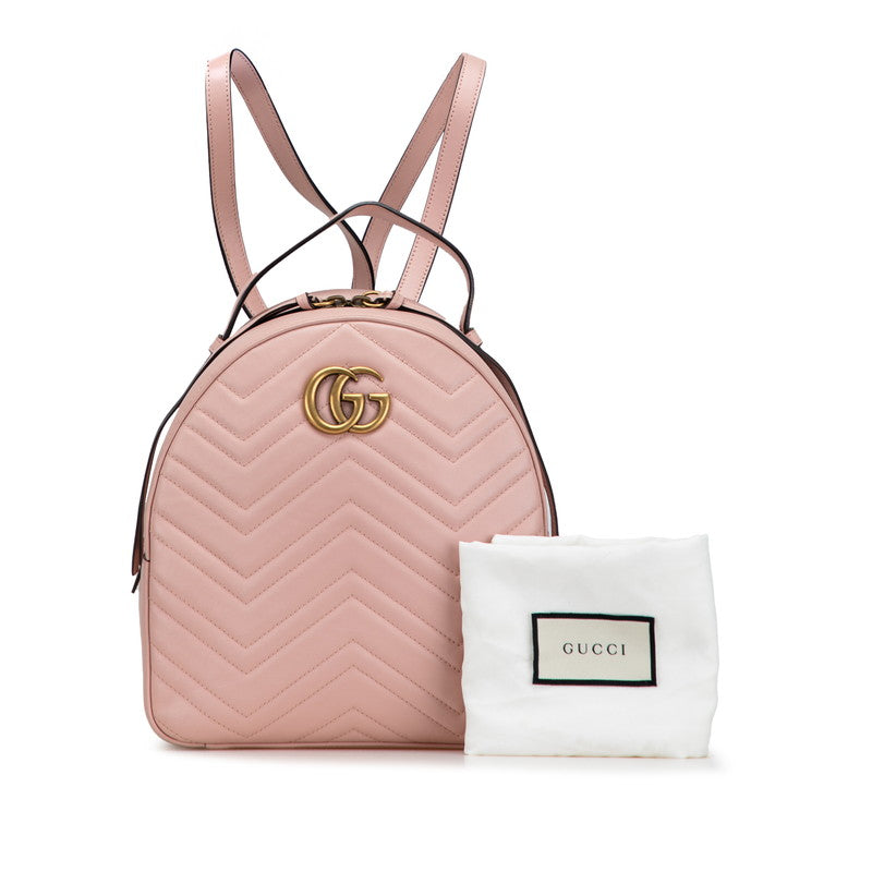 グッチ GGマーモント リュック バックパック 476671 ピンク レザー レディース GUCCI 【中古】
