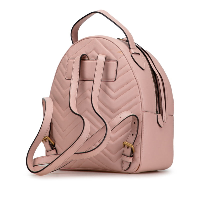 グッチ GGマーモント リュック バックパック 476671 ピンク レザー レディース GUCCI 【中古】