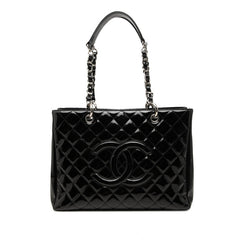 シャネル マトラッセ ココマーク チェーン トートバッグ ハンドバッグ ブラック パテントレザー レディース CHANEL 中古
