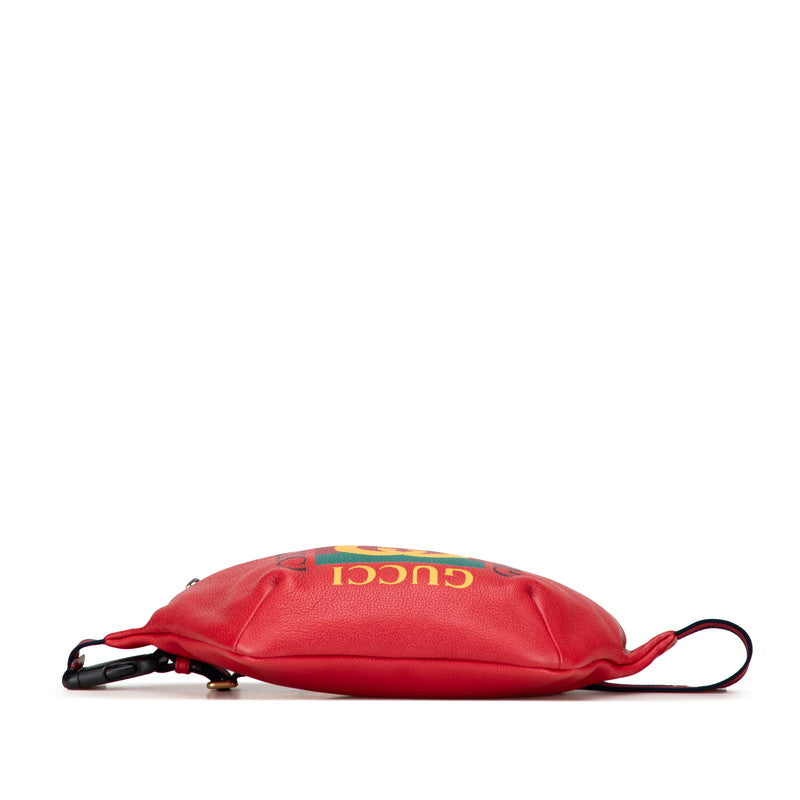 グッチ ロゴプリント シェリーライン ウエストバッグ ボディバッグ 530412 レッド レザー レディース GUCCI 【中古】
