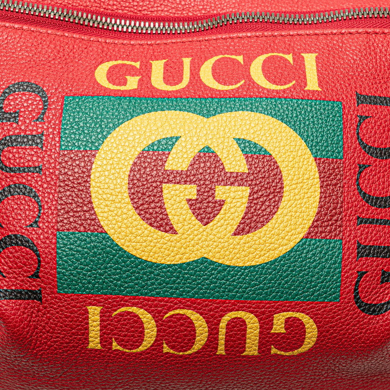 グッチ ロゴプリント シェリーライン ウエストバッグ ボディバッグ 530412 レッド レザー レディース GUCCI 【中古】