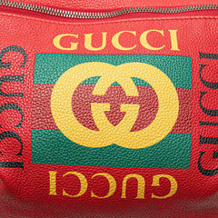 グッチ ロゴプリント シェリーライン ウエストバッグ ボディバッグ 530412 レッド レザー レディース GUCCI 中古