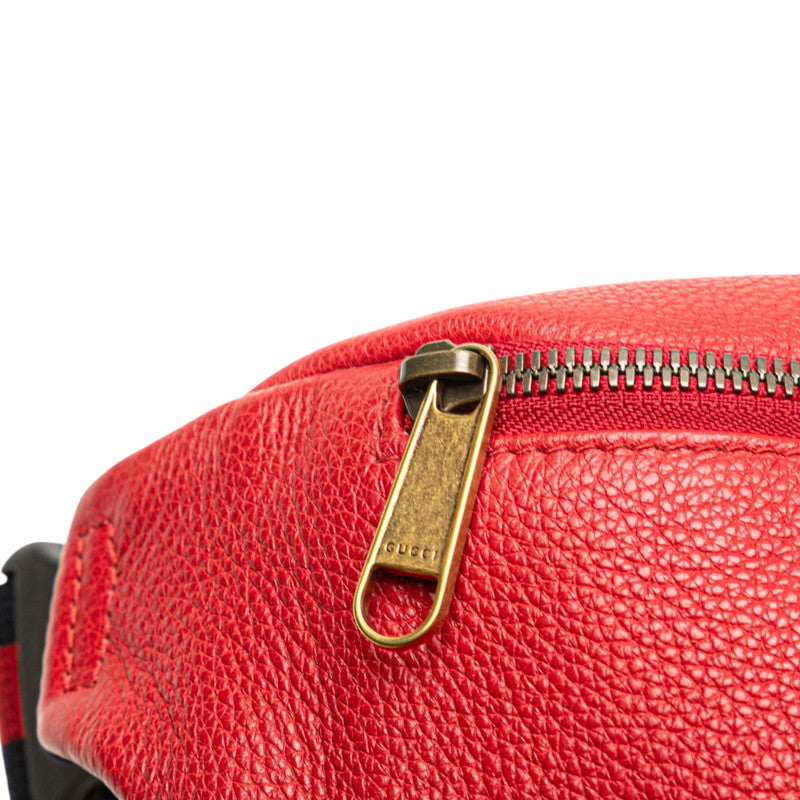 グッチ ロゴプリント シェリーライン ウエストバッグ ボディバッグ 530412 レッド レザー レディース GUCCI 【中古】