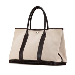 エルメス ガーデンパーティPM トートバッグ ハンドバッグ ナチュラル マロン トワルアッシュ レザー レディース HERMES 【中古】