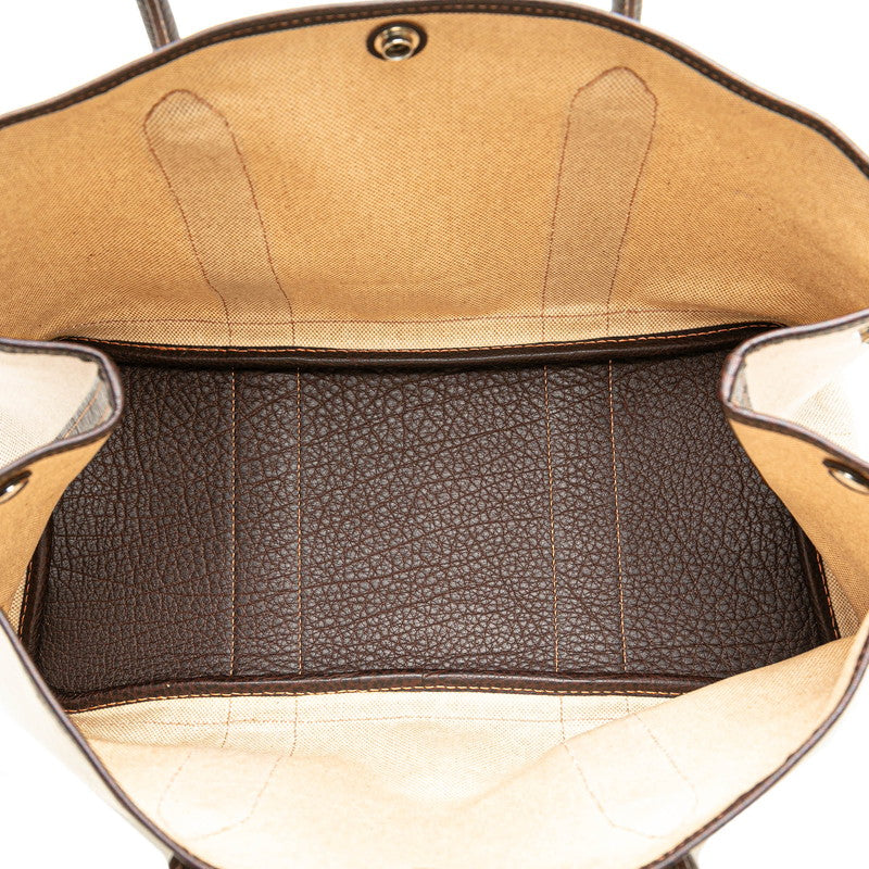 エルメス ガーデンパーティPM トートバッグ ハンドバッグ ナチュラル マロン トワルアッシュ レザー レディース HERMES 【中古】