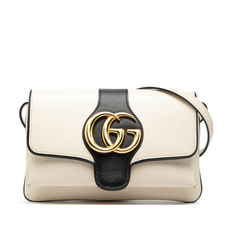 グッチ GGマーモント アリー ショルダーバッグ 550129 ホワイト ブラック レザー レディース GUCCI 【中古】