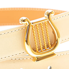 エルメス ハープ バックル リバーシブル ベルト 68 アイボリー ブラウン ボックスカーフ レディース HERMES 【中古】