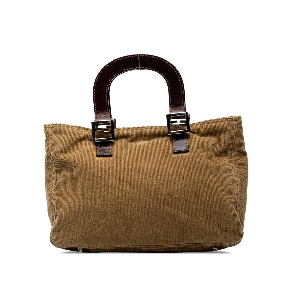 フェンディ ハンドバッグ 26329 カーキ系 コーデュロイ レザー レディース FENDI 中古