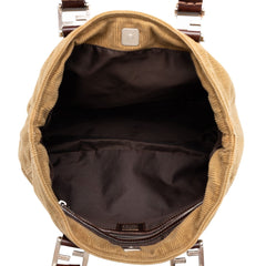 フェンディ ハンドバッグ 26329 カーキ系 コーデュロイ レザー レディース FENDI 中古