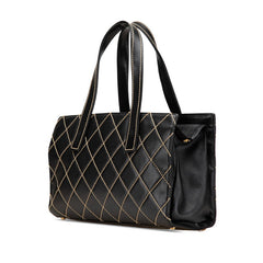 シャネル ココマーク ワイルドステッチ トートバッグ ブラック ラムスキン レディース CHANEL 【中古】