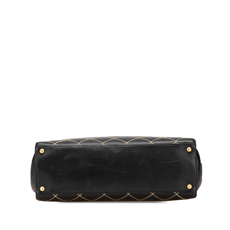 シャネル ココマーク ワイルドステッチ トートバッグ ブラック ラムスキン レディース CHANEL 【中古】