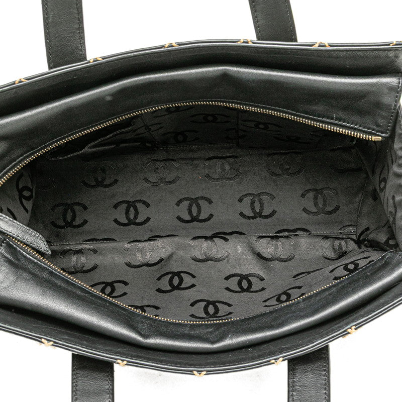 シャネル ココマーク ワイルドステッチ トートバッグ ブラック ラムスキン レディース CHANEL 【中古】
