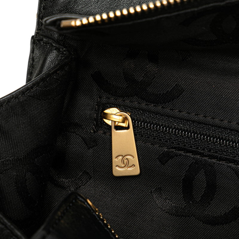 シャネル ココマーク ワイルドステッチ トートバッグ ブラック ラムスキン レディース CHANEL 【中古】