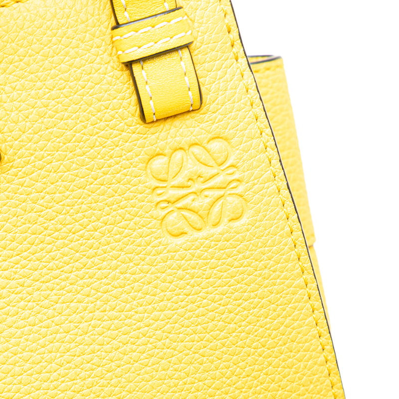 ロエベ アナグラム ハンモックミニ ハンドバッグ ショルダーバッグ 2WAY イエロー レザー レディース LOEWE 【中古】