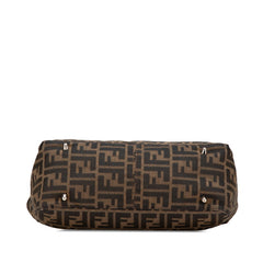 フェンディ ズッカ ハンドバッグ ブラウン キャンバス レザー レディース FENDI 【中古】