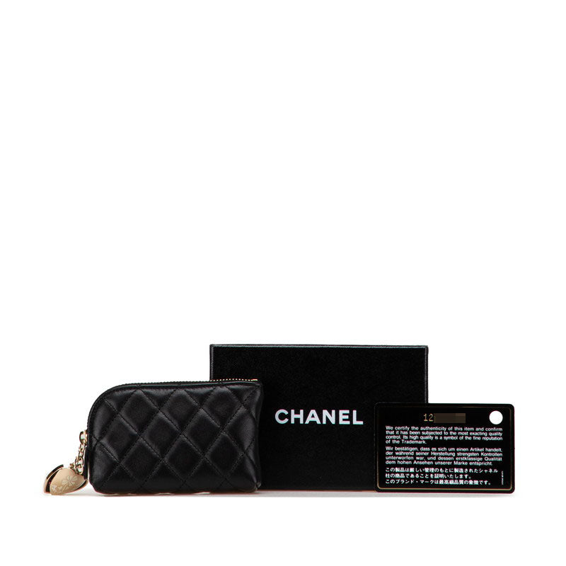 シャネル マトラッセ ココマーク ポルト ボヌール コインケース ブラック ラムスキン レディース CHANEL 【中古】