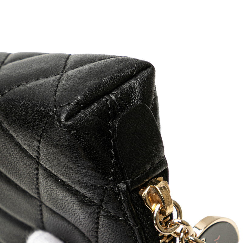 シャネル マトラッセ ココマーク ポルト ボヌール コインケース ブラック ラムスキン レディース CHANEL 【中古】