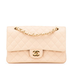 シャネル マトラッセ25 ココマーク ダブルフラップ チェーン ショルダーバッグ ベージュ キャビアスキン レディース CHANEL 【中古】