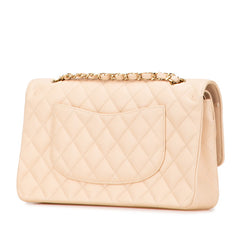 シャネル マトラッセ25 ココマーク ダブルフラップ チェーン ショルダーバッグ ベージュ キャビアスキン レディース CHANEL 【中古】