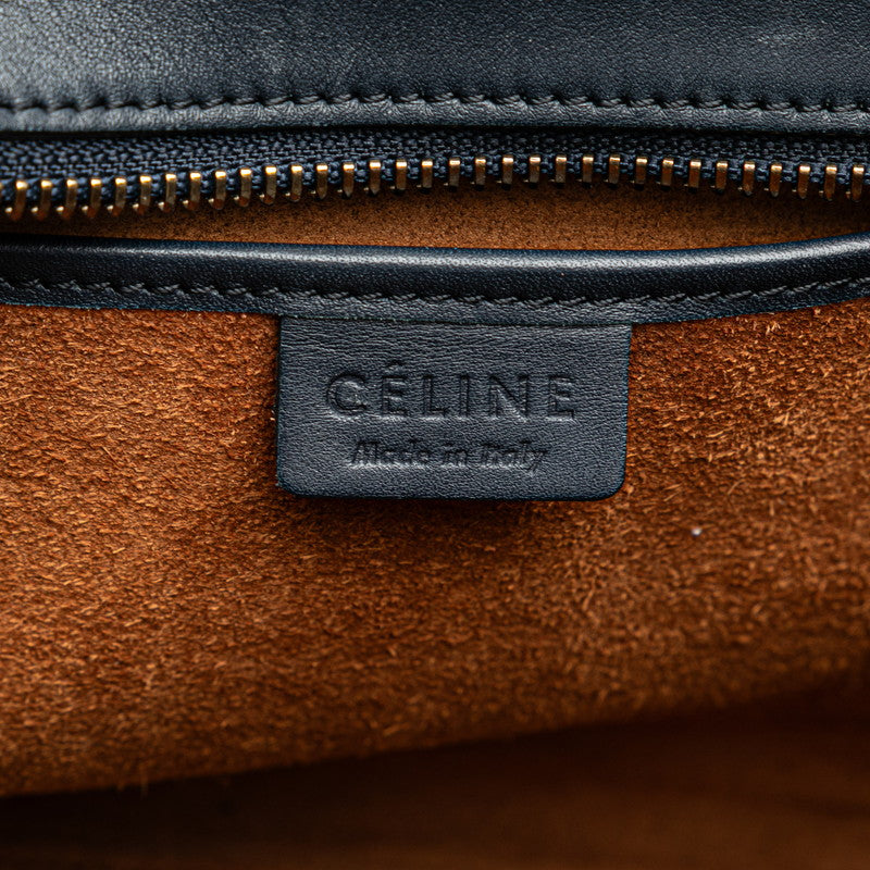 セリーヌ ラゲージ ナノショッパー ハンドバッグ ショルダーバッグ 2WAY オレンジ ネイビー ブラウン レザー レディース CELINE 【中古】