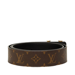 ルイ ヴィトン ベルト LV イニシャル 40MM リバーシブル ロゴバックル ベルト M0566 ブラウン ブラック PVC メンズ LOUIS VUITTON 中古