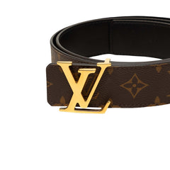 ルイ ヴィトン ベルト LV イニシャル 40MM リバーシブル ロゴバックル ベルト M0566 ブラウン ブラック PVC メンズ LOUIS VUITTON 中古
