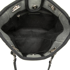 シャネル ドーヴィルPM チェーン トートバッグ ショルダーバッグ グレー ブラック キャンバス レザー レディース CHANEL 【中古】