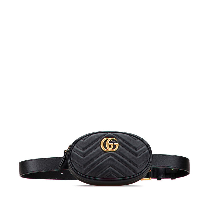 グッチ GGマーモント ベルトバッグ ウエストバッグ 476434 ブラック レザー レディース GUCCI 【中古】
