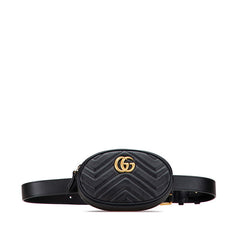 グッチ GGマーモント ベルトバッグ ウエストバッグ 476434 ブラック レザー レディース GUCCI 【中古】